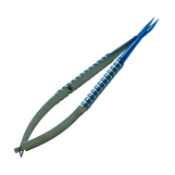 Barraquer Needle Holder, Titanium, Curved, Delicate 9mm Flattened Jaws, Without Lock, Round Handle, Overall Length 4-1/4" (109mm) 